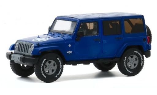 Modelauto Jeep Wrangler Limited Unlimited Freedom Edition blauw/Dekor 2013 1/43 Greenlight