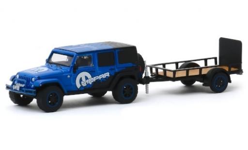 Modelauto Jeep Wrangler Limited Unlimited MOPAR 2012 avec remorque d&Acirc;&acute;une axe 1/64 Greenlight