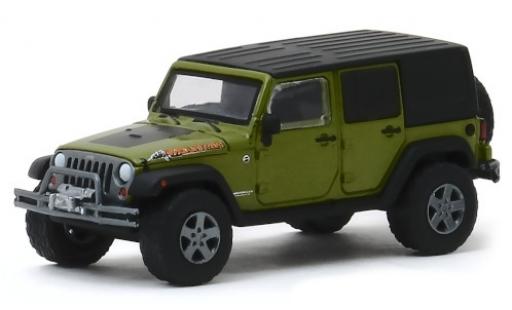 Modelauto Jeep Wrangler Mountain Unlimited Edition metallic groen/mat-zwart 2010 1/64 Greenlight