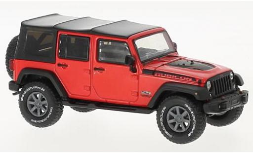 Modelauto Jeep Wrangler Rubicon Unlimited rood/zwart Recon 2017 1/43 Greenlight
