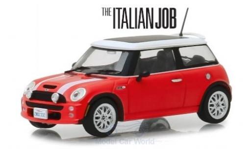 Modelauto Mini Cooper S rood/wit RHD The Italian Job 2003 1/43 Greenlight