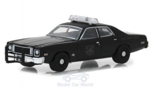 Modelauto Plymouth Fury Base zwart 1975 zwart Bandit Politie 1/64 Greenlight