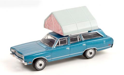 Modelauto Plymouth Satellite Station Wagon metallic blauw 1969 1/64 Greenlight