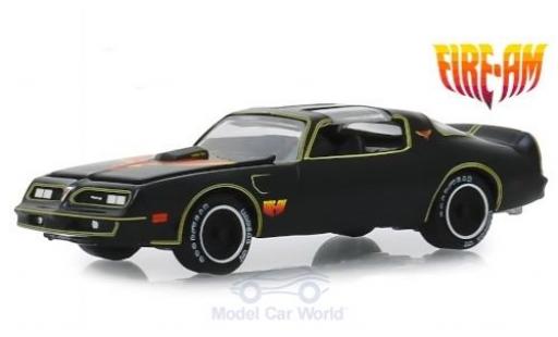 Modelauto Pontiac Firebird 1977 T/A Fire AM by VSE zwart/Dekor 1/64 Greenlight