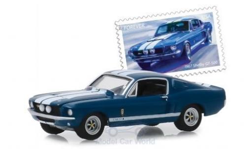 Modelauto Shelby GT GT500 500 metallic blauw/wit 1967 1/64 Greenlight
