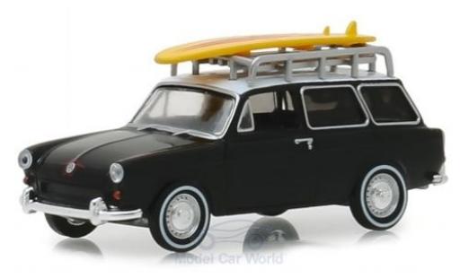 Modelauto Volkswagen 1600 Variant mat-zwart/wit 1965 1/64 Greenlight