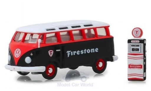 Modelauto Volkswagen T1 B Samba Bus zwart/rood Firestone 1964 met Zapfs&Atilde;&curren;ule 1/64 Greenlight