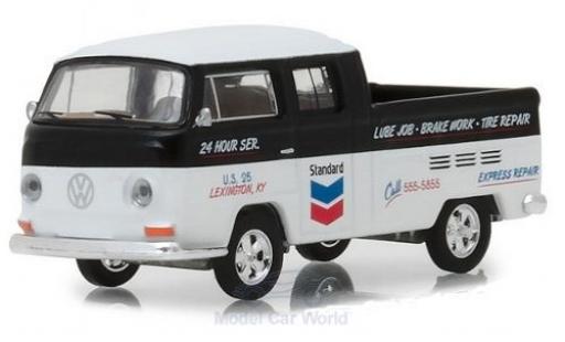 Modelauto Volkswagen T2 A Type 2 Double Cab zwart/wit Standard 1968 1/64 Greenlight