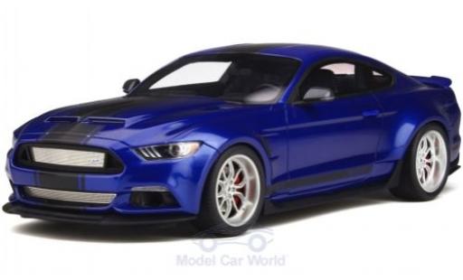 Modelauto Ford Mustang GT Shelby -350 Widebody metallic blauw/zwart 2017 1/18 GT Spirit