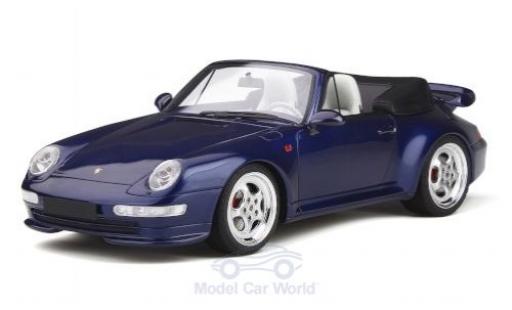 Modelauto Porsche 911 Turbo Cabriolet metallic blauw 1/18 GT Spirit
