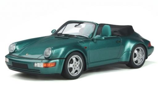 Modelauto Porsche 911 Turbo Carrera 2 Cabriolet metallic groen 1992 -Look 1/18 GT Spirit