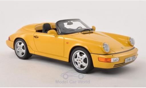 Modelauto Porsche 911 Speedster (964) geel 1 T&Atilde;&frac14;ren en Hauben gesloten 1/18 GT Spirit