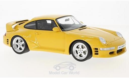 Modelauto Porsche 911 2 Porsche Sport geel 1997 1/18 GT Spirit