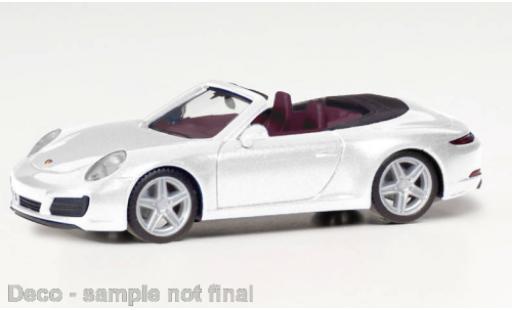 Modelauto Porsche 911 Cabriolet Carrera 2 metallic wit 1/87 Herpa