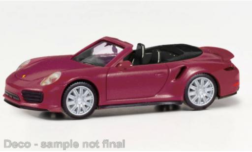 Modelauto Porsche 911 Turbo cabriolet metallic rood 1/87 Herpa