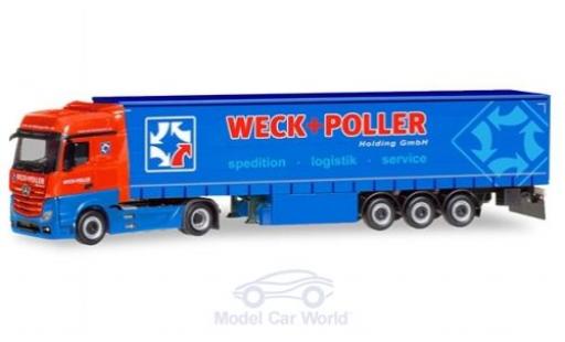 Modelauto Mercedes Actros Bigspace Weck + Poller Gardinenplanen-Sattelzug 1/87 Herpa