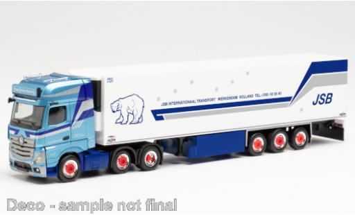 Modelauto Mercedes Actros Gigaspace 6x2 JSB Transport (NL) 2018 K&Atilde;&frac14;hlkoffer-Sattelzug 1/87 Herpa