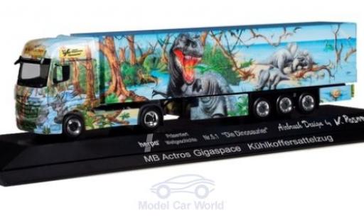 Modelauto Mercedes Actros Gigaspace Weltgeschichte Nr.5.1 - Die Dinosaurier K&Atilde;&frac14;hlkoffer-Sattelzug 1/87 Herpa