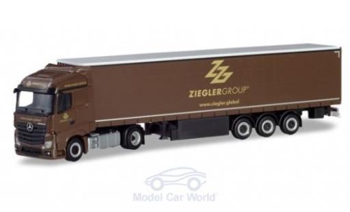 Modelauto Mercedes Actros Streamspace Ziegler Group Gardinenplanen-Sattelzug 1/87 Herpa