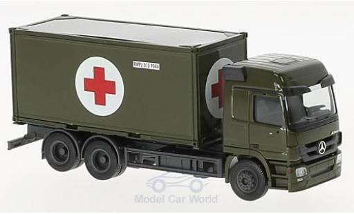 Modelauto Mercedes Actros Base L Bundeswehr 2008 Wechselkoffer-LKW met Sanit&Atilde;&curren;tscontainer 1/87 Herpa
