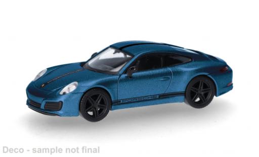 Modelauto Porsche 911 4S Carrera blauw 1/87 Herpa