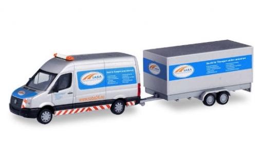 Modelauto Volkswagen Crafter Kasten bestelwagen HD BF3 SABA Transportservice avec Tandem-wagon conteneur-remorque 1/87 Herpa