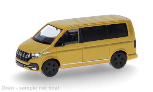 Modelauto Volkswagen T6 T6.1 .1 Caravelle geel 1/87 Herpa