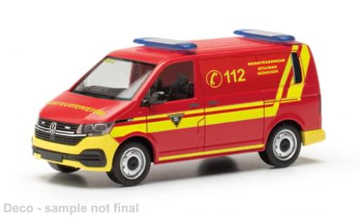 Modelauto Volkswagen T6 T6.1 .1 Halbbus Brandweer MTU/MAN M&Atilde;&frac14;nchen 1/87 Herpa
