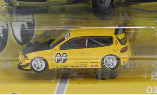 Modelauto Honda Civic Base (EG6) by Pandem geel/zwart 1/64 Pop Race