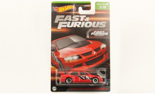 Modelauto Mitsubishi Lancer Evolution IX &Atilde;&copy;volution rood/D&Atilde;&copy;corer rapide & Furious 1/64 Hot Wheels