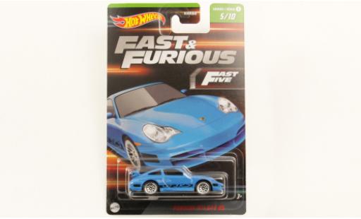 Modelauto Porsche 911 GT3 RS blauw rapide & Furious 1/64 Hot Wheels