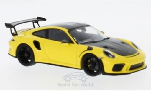 Modelauto Porsche 911 GT3 RS geel 2018 met Weissach-Paket 1/43 Minichamps