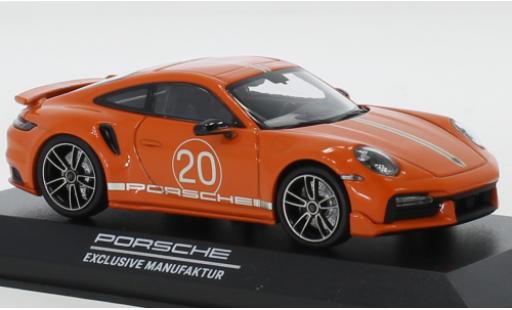 Modelauto Porsche 911 Turbo s oranje China 20th verjaardag 1/43 Minichamps