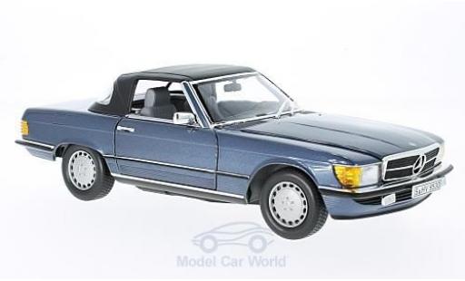 Modelauto Mercedes 300 Base (R107) metallic blauw 1985 1/18 Norev