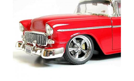 Chevrolet Bel Air Coupe 1/18 Ertl 1955 hot rod rood et grijs modelauto
