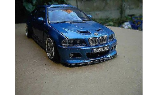 Bmw M3 coupe 1/18 Autoart tuning E46 kit carrosserie blauw metallized modelauto