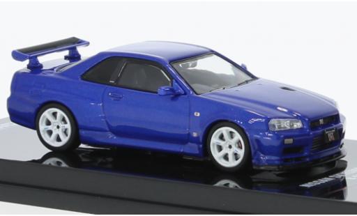 Modelauto Nissan Skyline R34 GT-R () V-Spec II NUR blauw RHD 1/64 INNO64