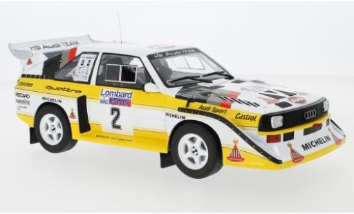 Modelauto Audi Sport Quattro s1 No.2 HB Team HB Rally WM RAC Rally 1985 H.Mikkola/A.Hertz 1/18 IXO