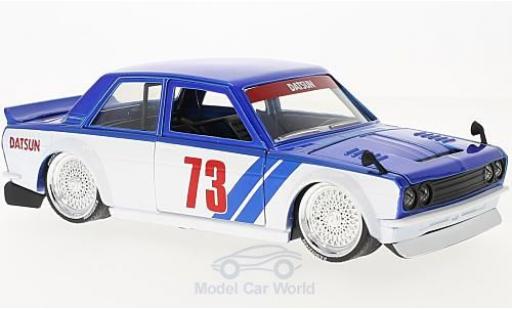 Modelauto Datsun 510 tuning metallic blauw/wit 1973 Widebody 1/24 Jada Toys