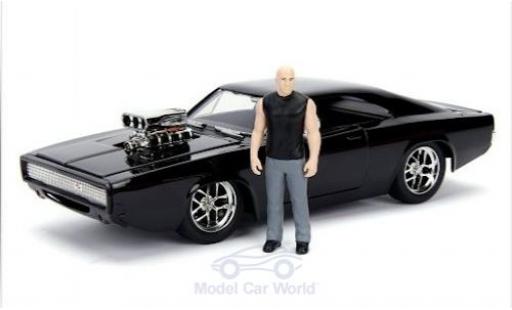 Modelauto Dodge Charger R/T Street zwart Fast & Furious 1970 met Figur 1/24 Jada Toys