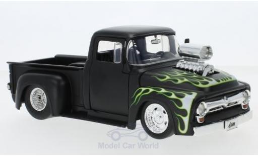Modelauto Ford F-100 Pickup 00 mat-zwart/Dekor 1956 1/24 Jada Toys
