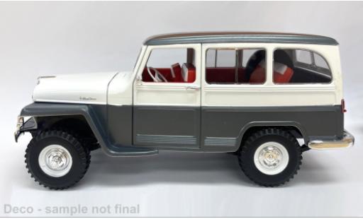Modelauto Jeep Willys Station Wagon Box Van grijs/beige 1955 1/18 Lucky Die Cast