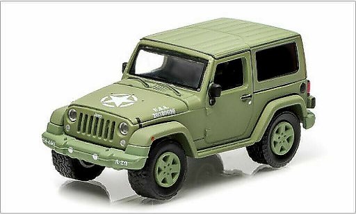 Jeep Wrangler US Army 1/64 Greenlight Hard Top Armee mat-olijfgroen 2014 modelauto