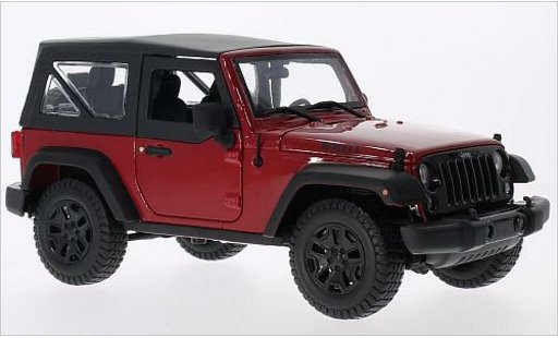 Jeep Wrangler Base 1/18 Maisto rood/zwart 2014 modelauto