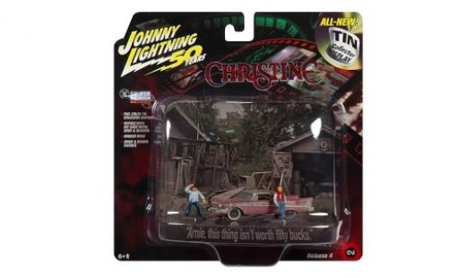 Modelauto Plymouth Fury Christine 1958 met 2 Figuren en Witterungsspuren 1/64 Johnny Lightning