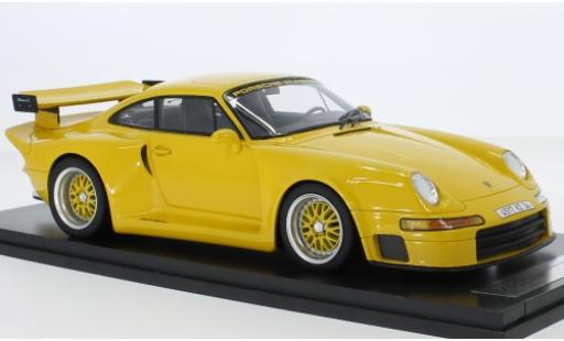 Modelauto Porsche 911 Base Almeras geel 1/18 Kess