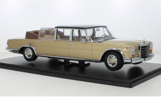 Modelauto Mercedes 600 Landaulet (W100) metallic beige/zwart 1964 1/18 KK Scale