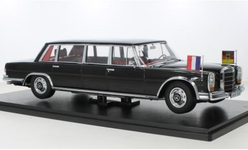 Modelauto Mercedes 600 Pullman (W100) metallic zwart Brandt/Pompidou 1964 1/18 KK Scale