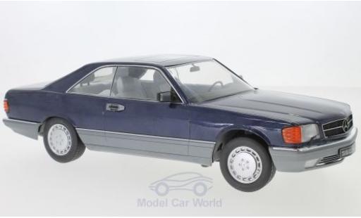 Modelauto Mercedes 560 Coupe SEC (C126) metallic blauw 1/18 KK Scale