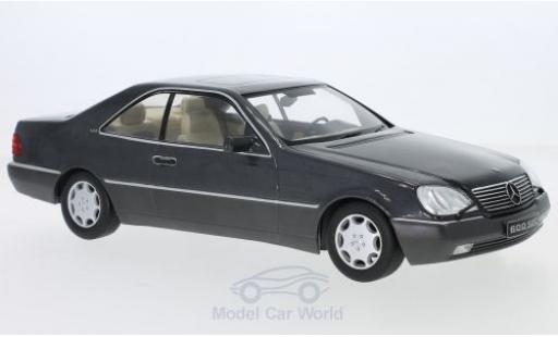 Modelauto Mercedes 600 AMG SEC (C140) metallic antraciet 1992 1/18 KK Scale